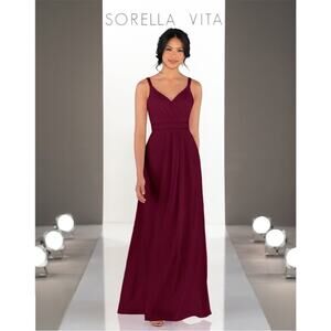 Sorella Vita Burgundy Chiffon Maxi Dress Sz 12 NWT